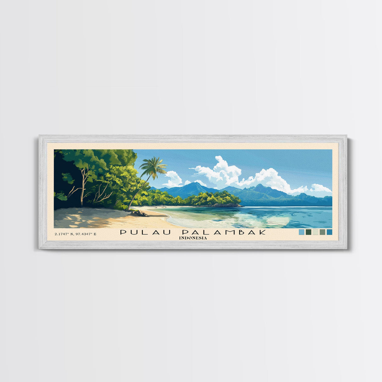 Pulau Palambak, Indonesia Panoramic Print, Vacation Gift, Indonesia Wall Art, Beach Painting, Beach Decor, Beach Or Lakehouse Art