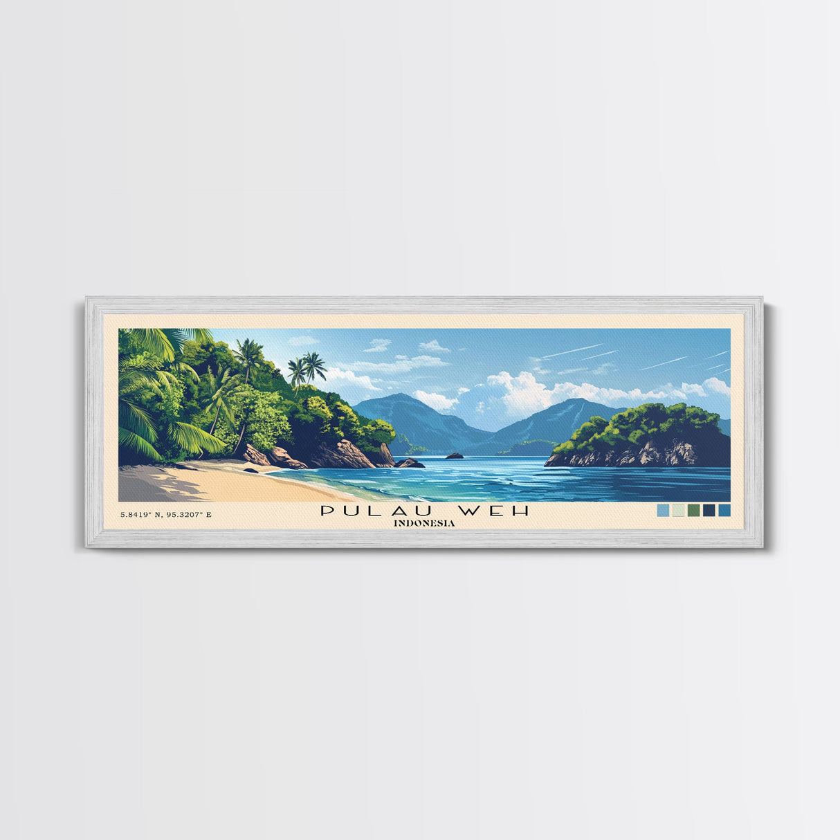 Pulau Weh, Indonesia Panoramic Print, Vacation Gift, Indonesia Wall Art, Beach Painting, Beach Decor, Large Wall Art, Wood Frame Art