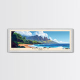 Punalu’u, Hawaii Panoramic Beach Print, Vacation Gift, Hawaii Wall Art, Framed Canvas Print, Framed Beach Painting