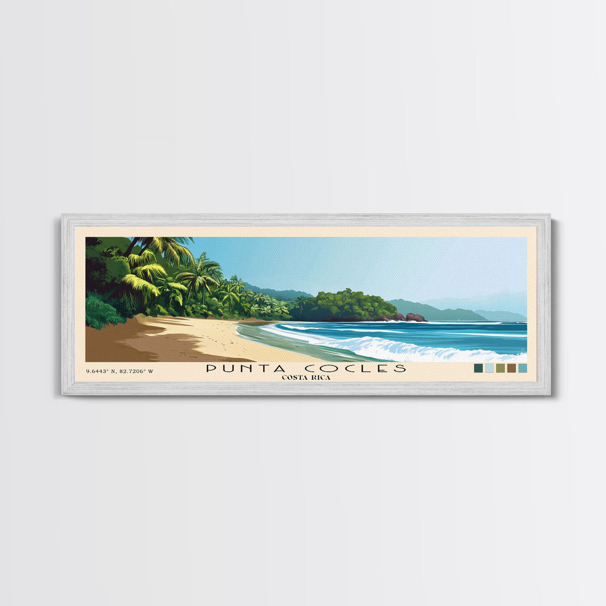 Punta Cocles, Costa Rica Panoramic Beach Print, Vacation Gift, Costa Rica Wall Art, Beach Painting, Beach Decor, Beach Painting