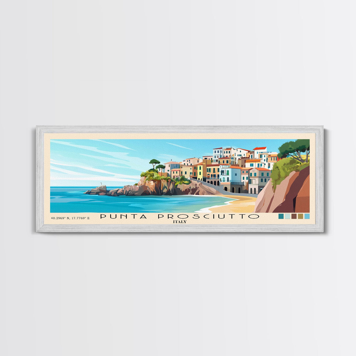 Punta Prosciutto, Italy Panoramic Beach Print, Vacation Gift, Italy Wall Art, Beach Painting, Beach Decor, Beach Painting