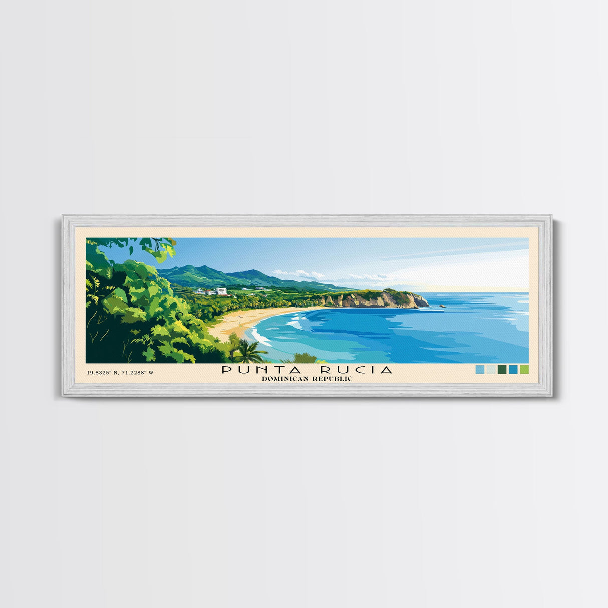 Punta Rucia, Dominican Republic Panoramic Beach Print, Vacation Gift, Dominican Republic Wall Art, Framed Canvas Print, Framed Beach Painting