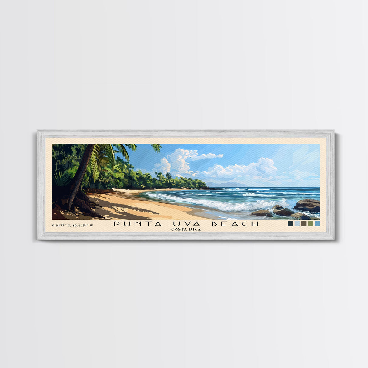 Punta Uva Beach, Costa Rica Panoramic Print, Vacation Gift, Costa Rica Wall Art, Beach Painting, Beach Decor, Beach Or Lakehouse Art