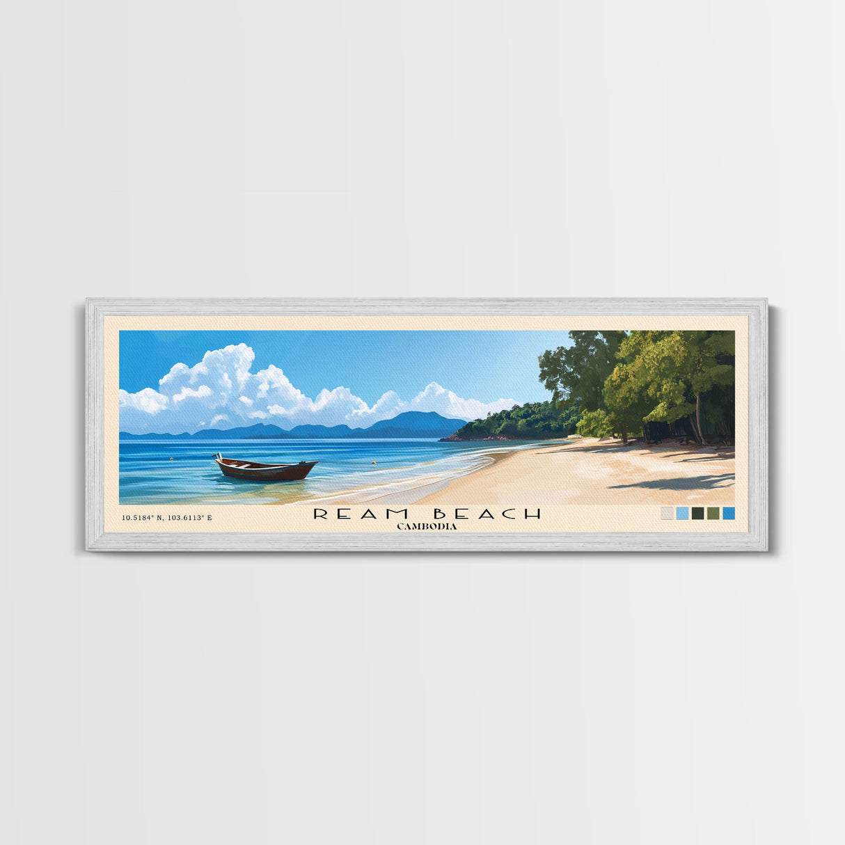 Ream Beach, Cambodia Panoramic Print, Vacation Gift, Cambodia Wall Art, Beach Painting, Beach Decor, Beach Or Lakehouse Art