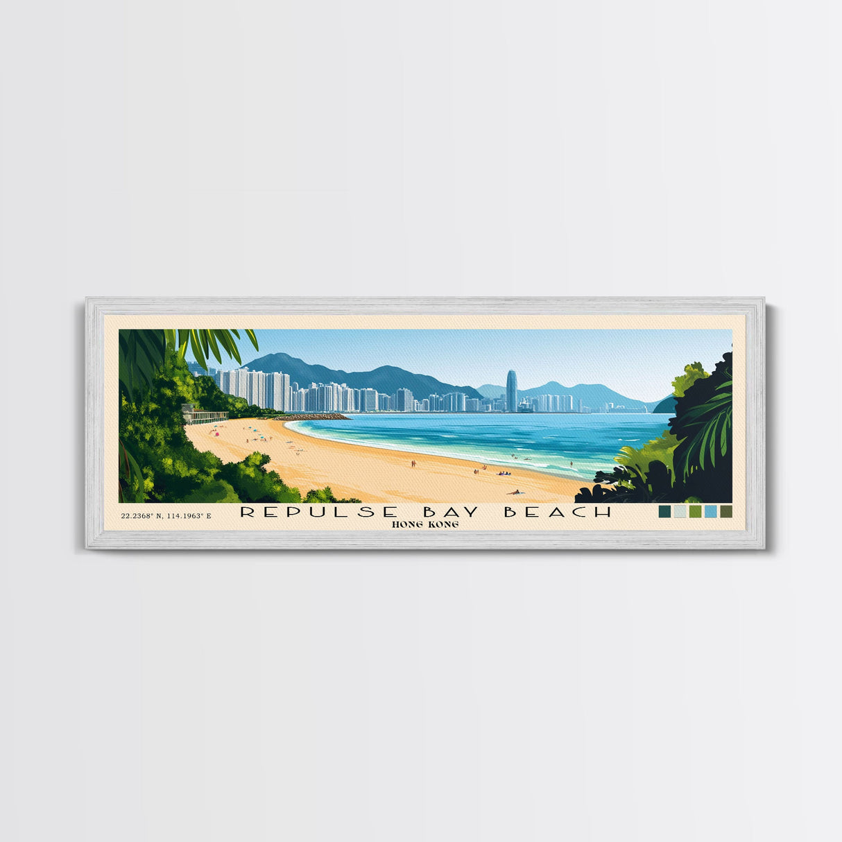 Repulse Bay Beach, Hong Kong Panoramic Print, Vacation Gift, Hong Kong Wall Art, Vacation Wall Art, Vacatation Memories, Beach Decor, Beach Or Lakehouse Art