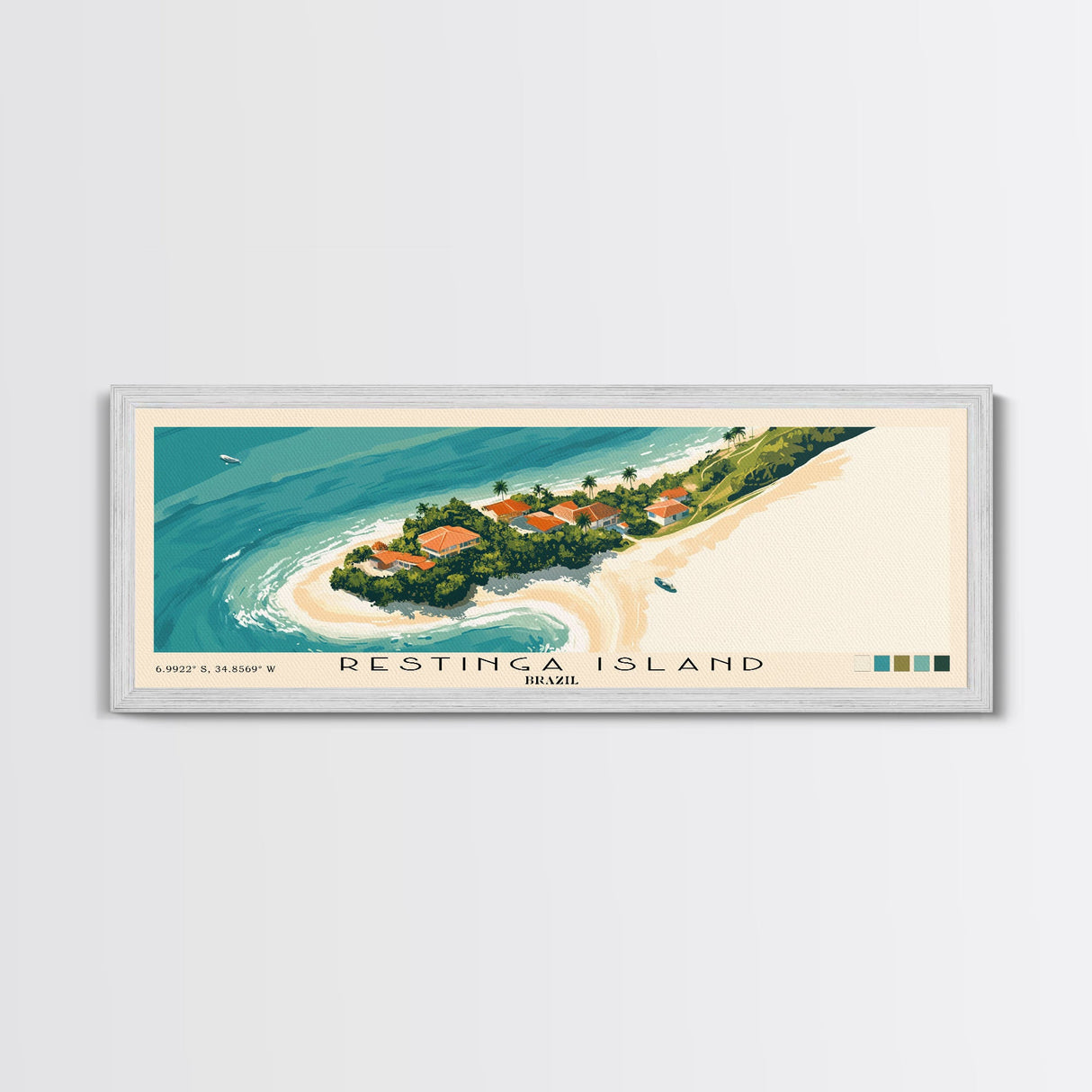 Restinga Island, Brazil Panoramic Print, Vacation Gift, Brazil Wall Art, Beach Painting, Beach Decor, Beach Or Lakehouse Art