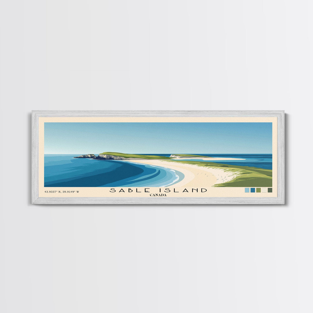 Sable Island, Canada Panoramic Beach Print, Vacation Gift, Canada Wall Art, Framed Canvas Print, Framed Beach Painting