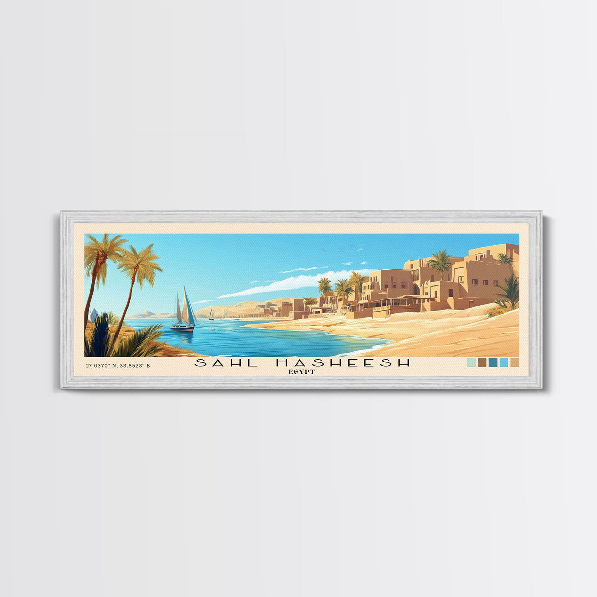 Sahl Hasheesh, Egypt Panoramic Beach Print, Vacation Gift, Egypt Wall Art, Beach Painting, Beach Decor, Beach Painting