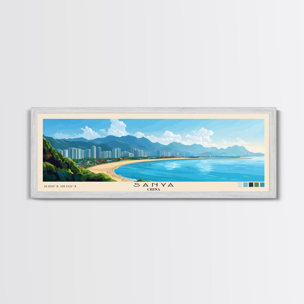 Sanya, China Panoramic Print, Vacation Gift, China Wall Art, Beach Painting, Beach Decor, Beach Or Lakehouse Art