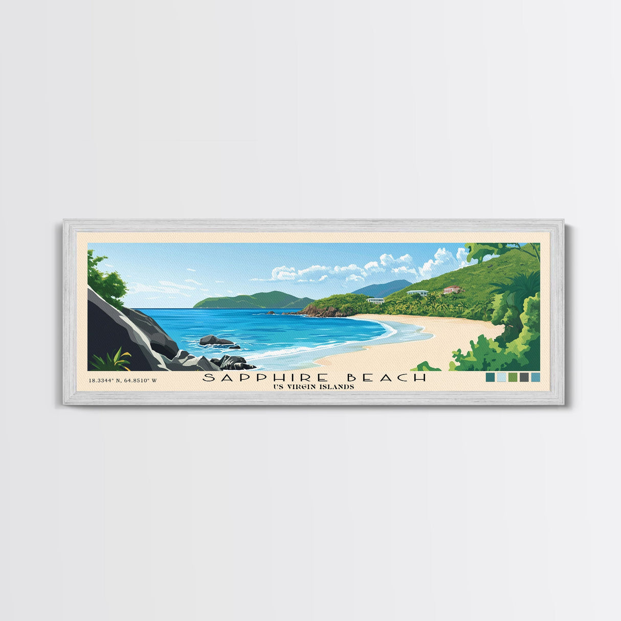 Sapphire Beach, US Virgin islands Panoramic Print, Vacation Gift, US Virgin islands Wall Art, Vacation Wall Art, Vacatation Memories, Beach Decor, Beach Or Lakehouse Art