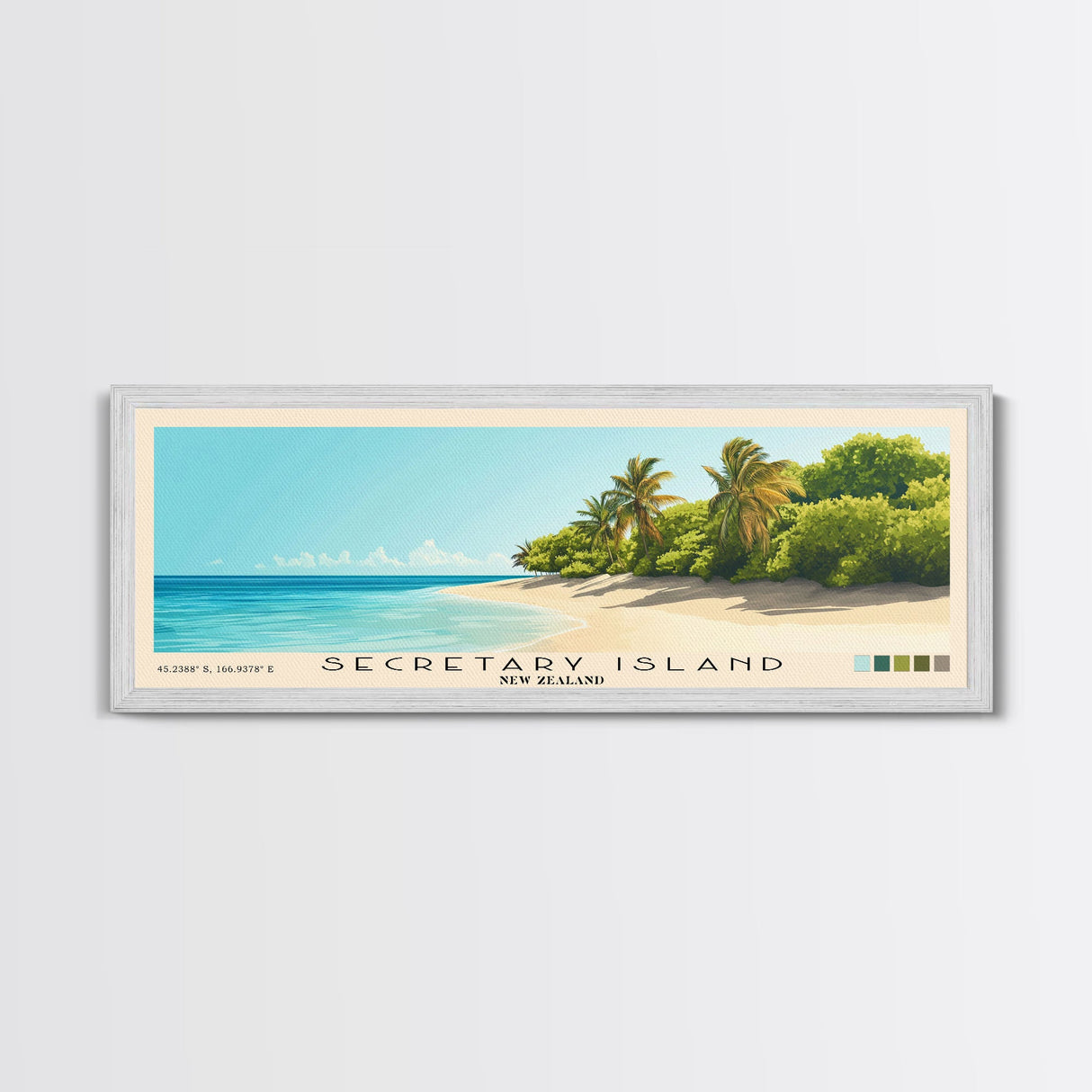 Secretary Island, New Zealand Panoramic Beach Print, Vacation Gift, New Zealand Wall Art, Beach Painting, Beach Decor, Beach Painting