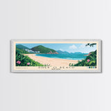 Shek O Beach, Hong Kong Panoramic Print, Vacation Gift, Hong Kong Wall Art, Beach Painting, Beach Decor, Beach Or Lakehouse Art