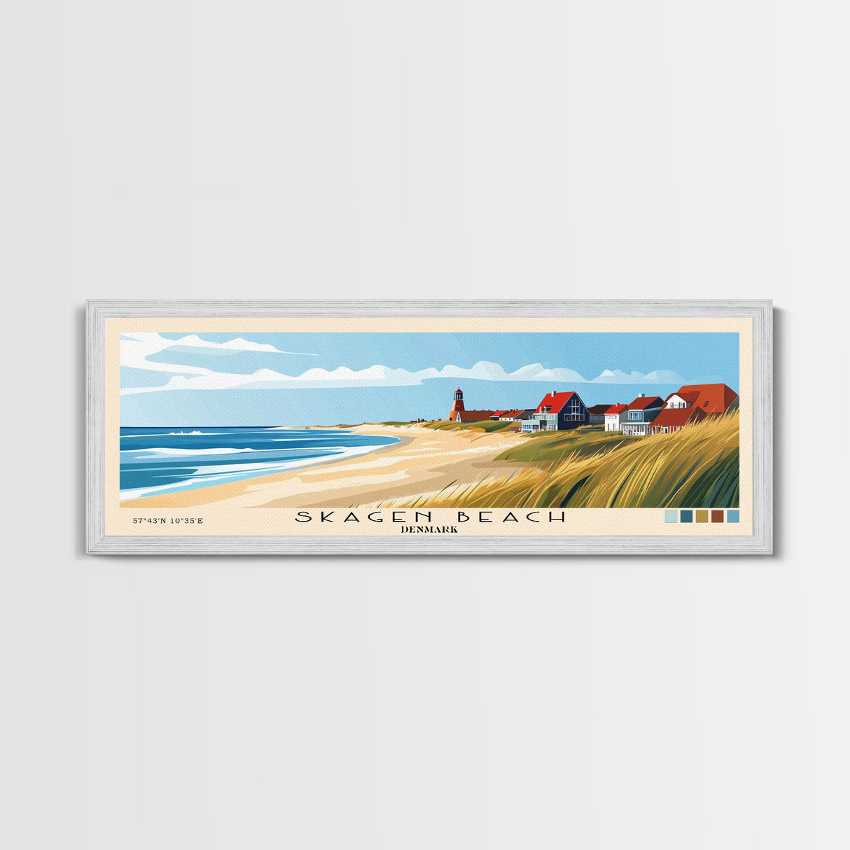 Skagen Beach, Denmark Panoramic Beach Print, Vacation Gift, Denmark Wall Art, Beach Painting, Beach Decor, Beach Painting