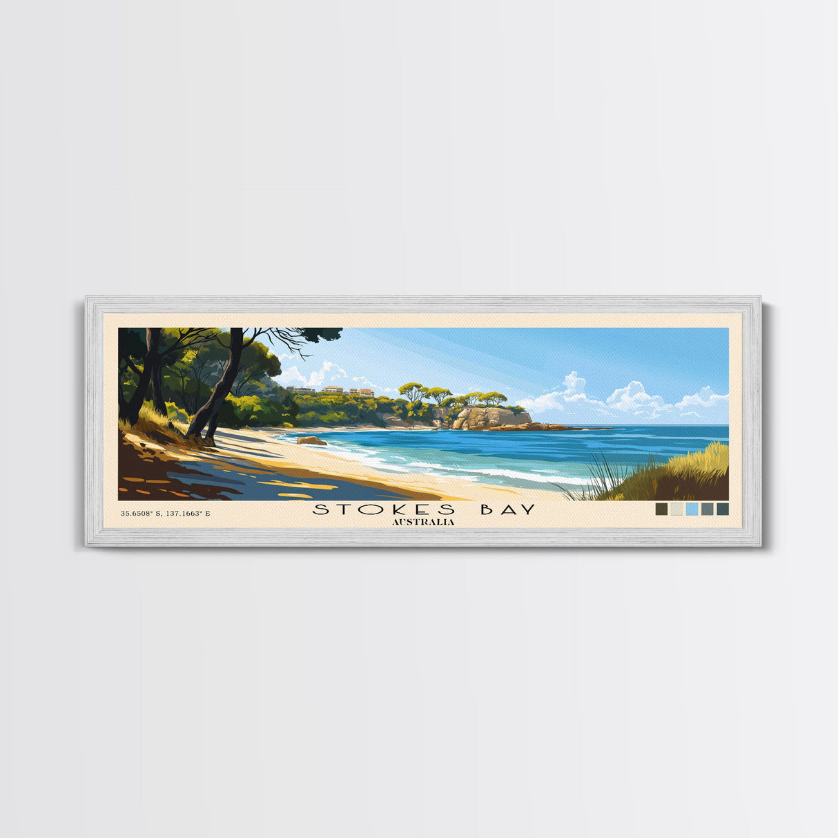 Stokes Bay, Australia Panoramic Print, Vacation Gift, Australia Wall Art, Beach Painting, Beach Decor, Beach Or Lakehouse Art