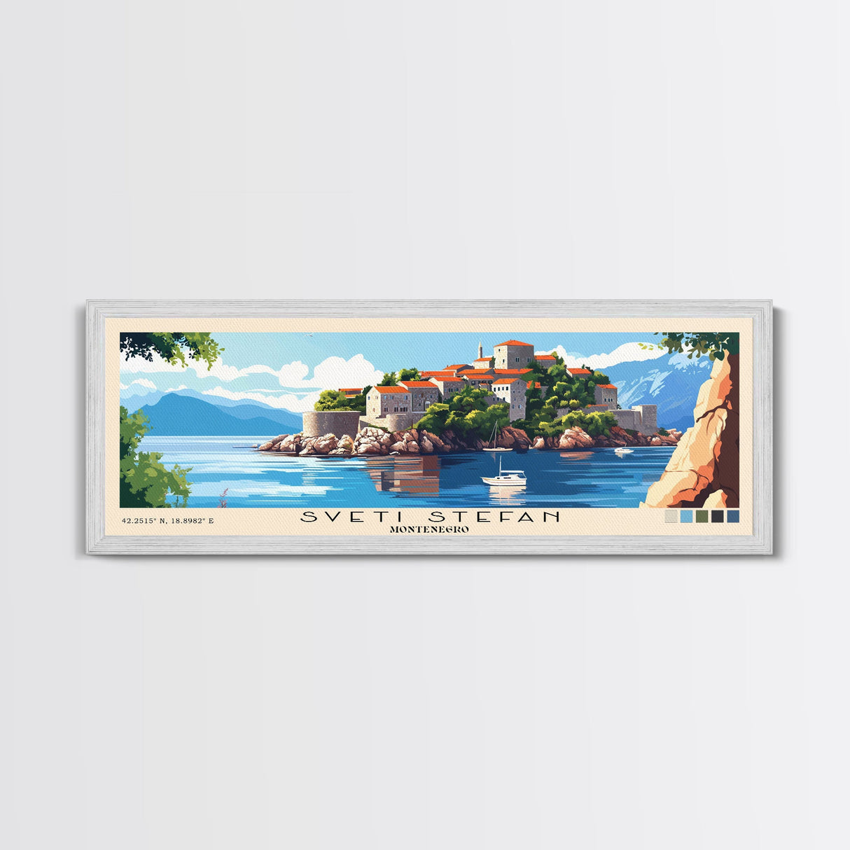 Sveti Stefan, Montenegro Panoramic Print, Vacation Gift, Montenegro Wall Art, Vacation Wall Art, Vacatation Memories, Beach Decor, Beach Or Lakehouse Art