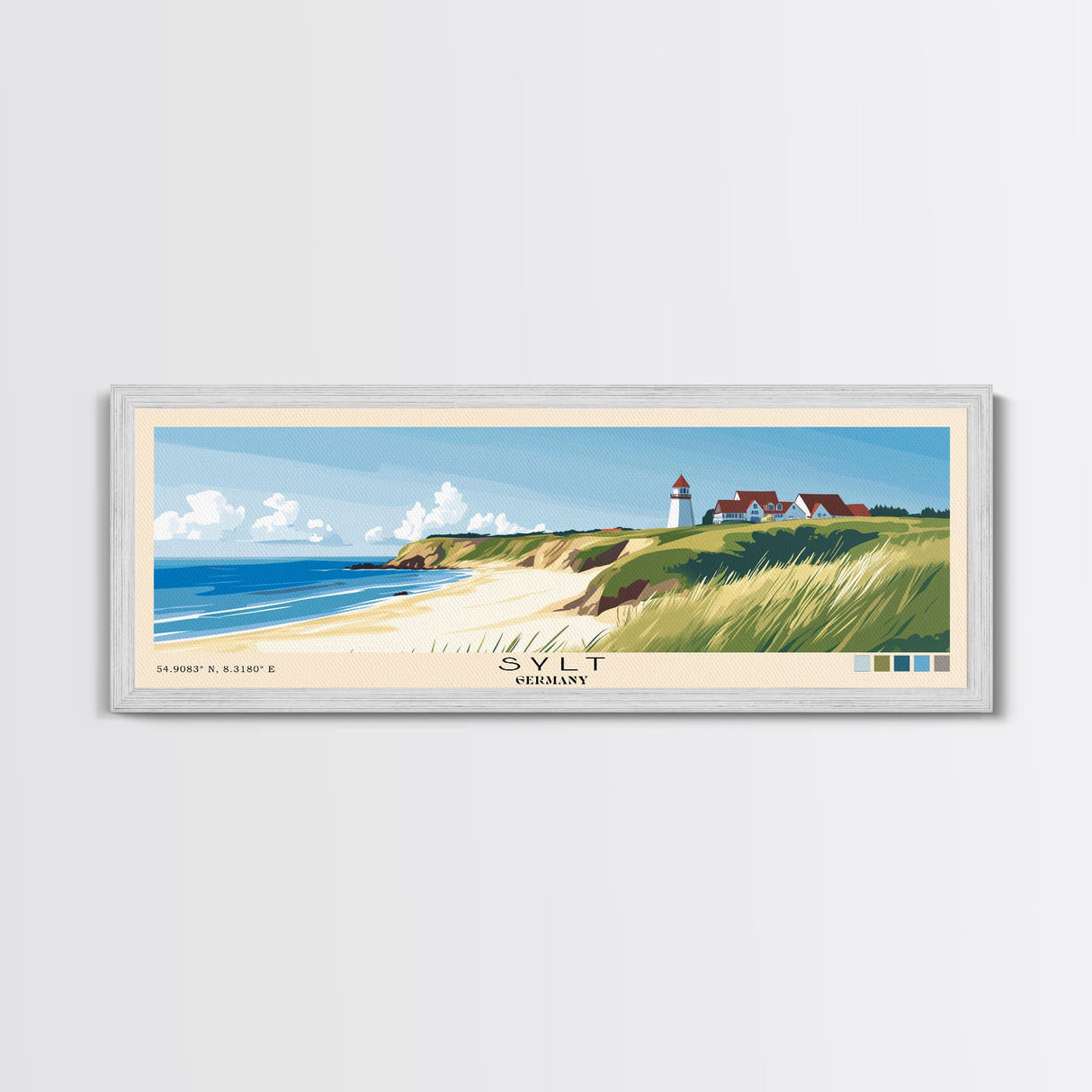 Sylt, Germany Panoramic Print, Vacation Gift, Germany Wall Art, Beach Painting, Beach Decor, Beach Or Lakehouse Art