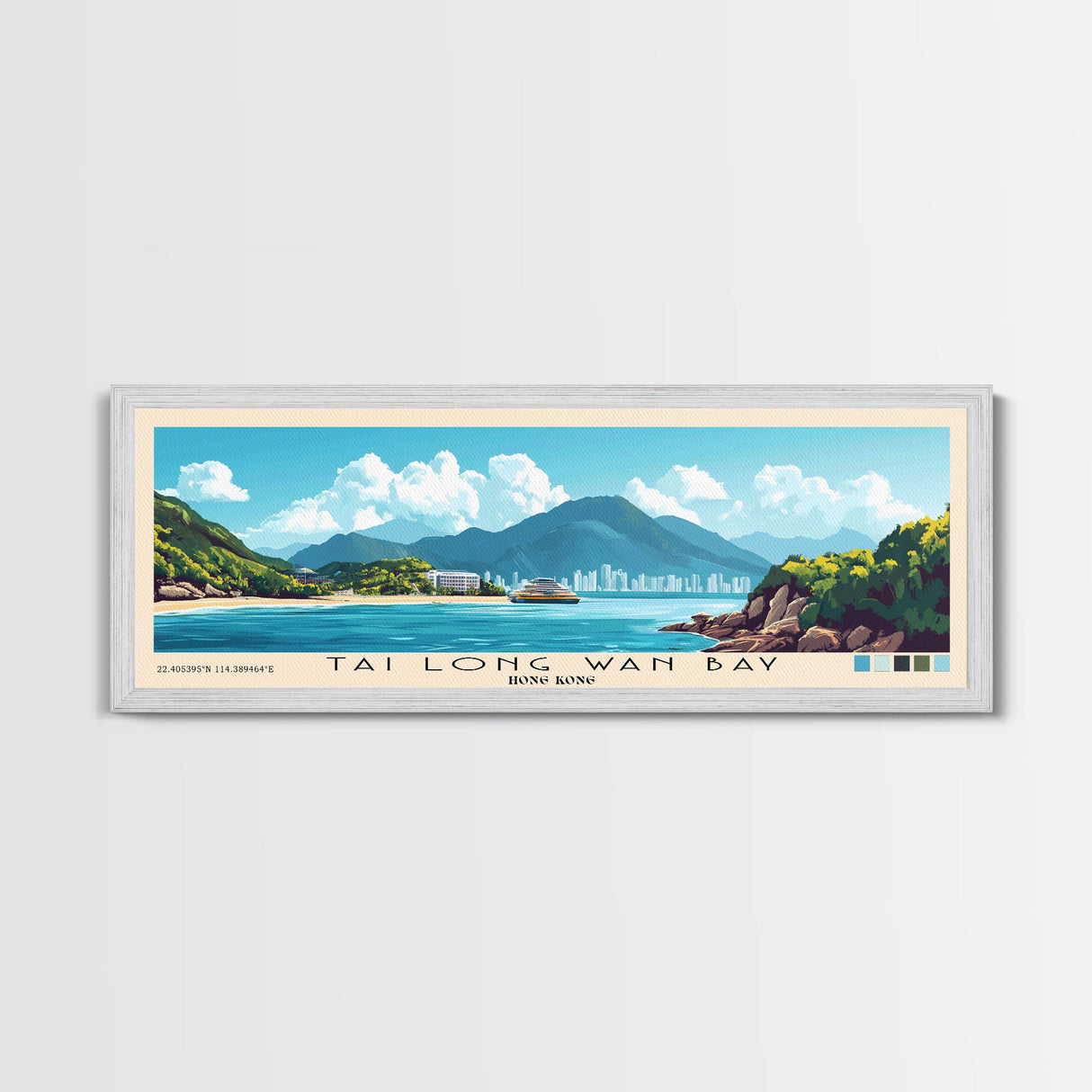 Tai Long Wan Bay, Hong Kong Panoramic Print, Vacation Gift, Hong Kong Wall Art, Beach Painting, Beach Decor, Beach Or Lakehouse Art