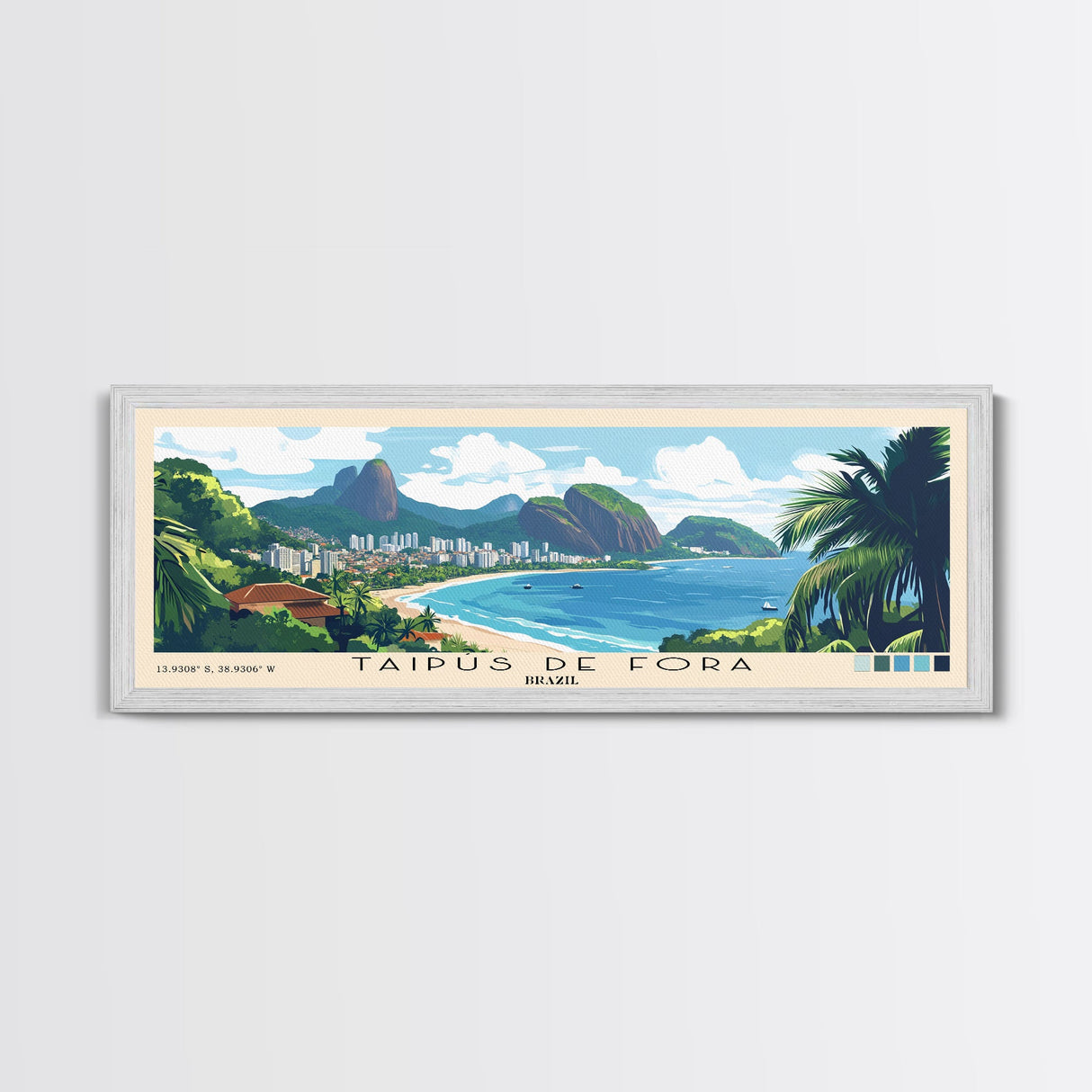 Taipús de fora, Brazil Panoramic Beach Print, Vacation Gift, Brazil Wall Art, Beach Painting, Beach Decor, Beach Painting