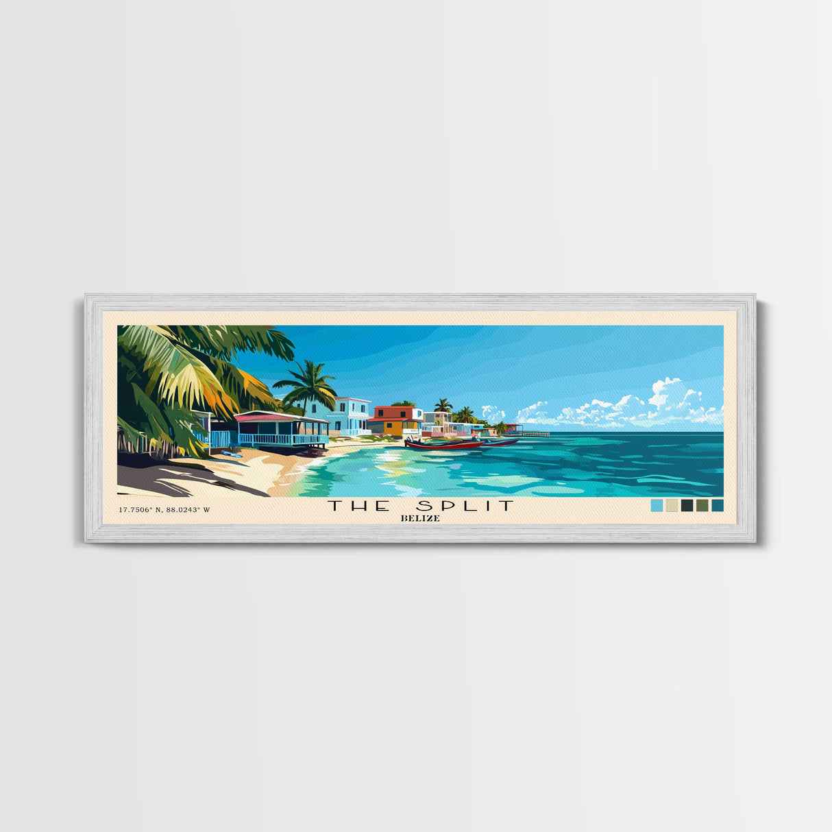 The Split, Belize Panoramic Beach Print, Vacation Gift, Belize Wall Art, Beach Painting, Beach Decor, Beach Painting