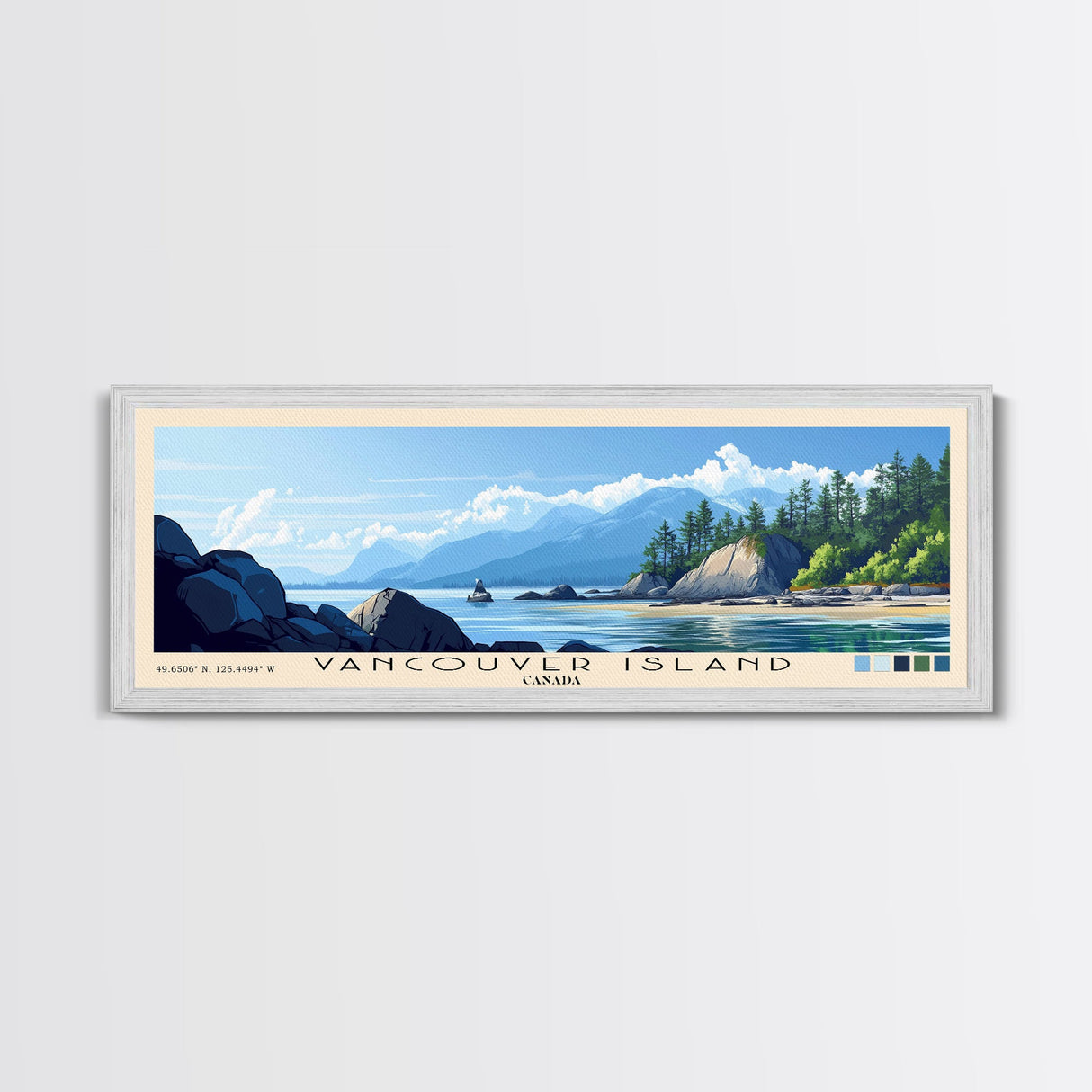 Vancouver Island, Canada Panoramic Beach Print, Vacation Gift, Canada Wall Art, Framed Canvas Print, Framed Beach Painting