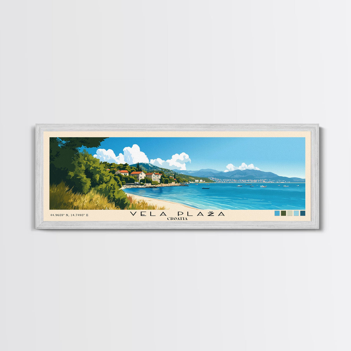 Vela Plaža, Croatia Panoramic Print, Vacation Gift, Croatia Wall Art, Beach Painting, Beach Decor, Beach Or Lakehouse Art