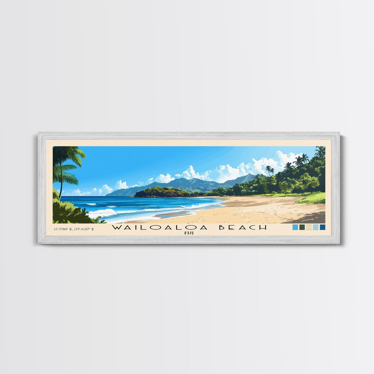 Wailoaloa Beach, Fiji Panoramic Print, Vacation Gift, Fiji Wall Art, Beach Painting, Beach Decor, Large Wall Art, Wood Frame Art