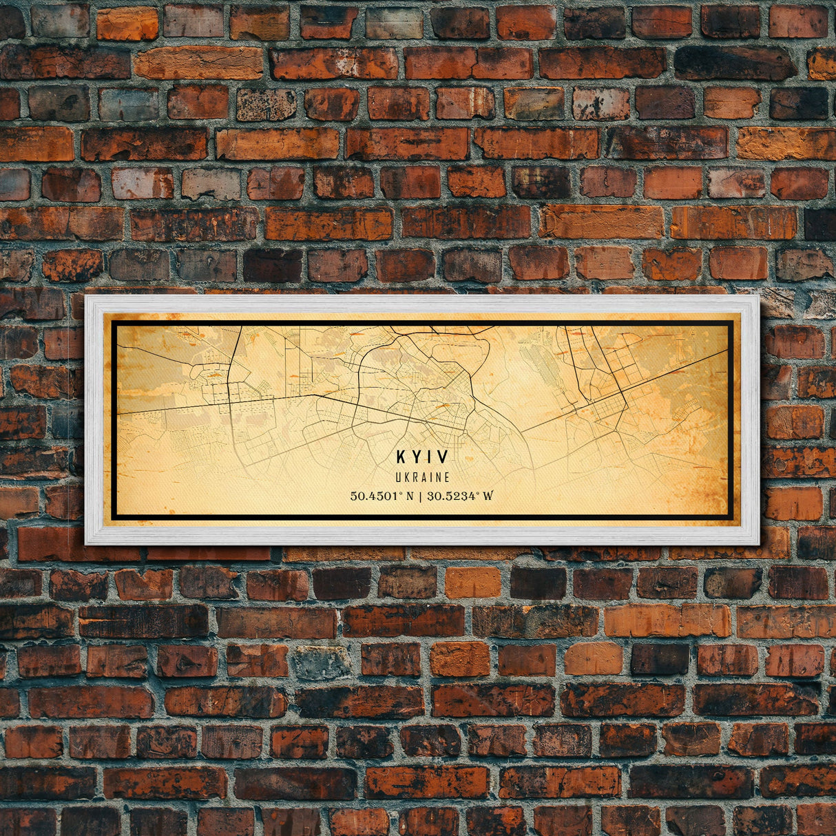 Old Panoramic Kyiv Ukraine City Map Wall Art Canvas Print, Vintage Style Kyiv Map, Framed Wall Art, Cool Kyiv Ukraine Wall Art, Office Art