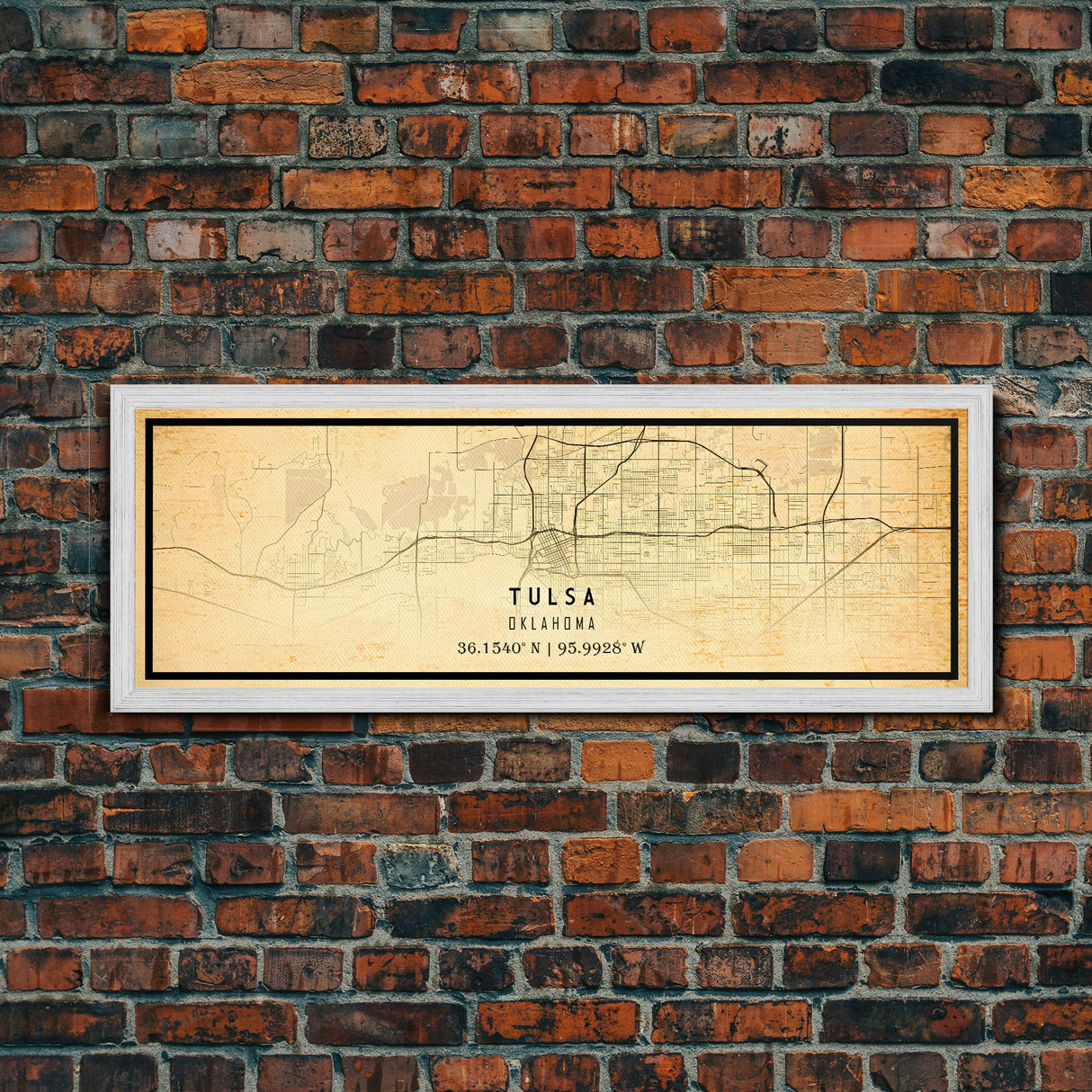 Panoramic Tulsa Map Art - Oklahoma - Custom City Streets Map Print -  University of Tulsa - Home Office Decor Map Decor Oklahoma Wall Art