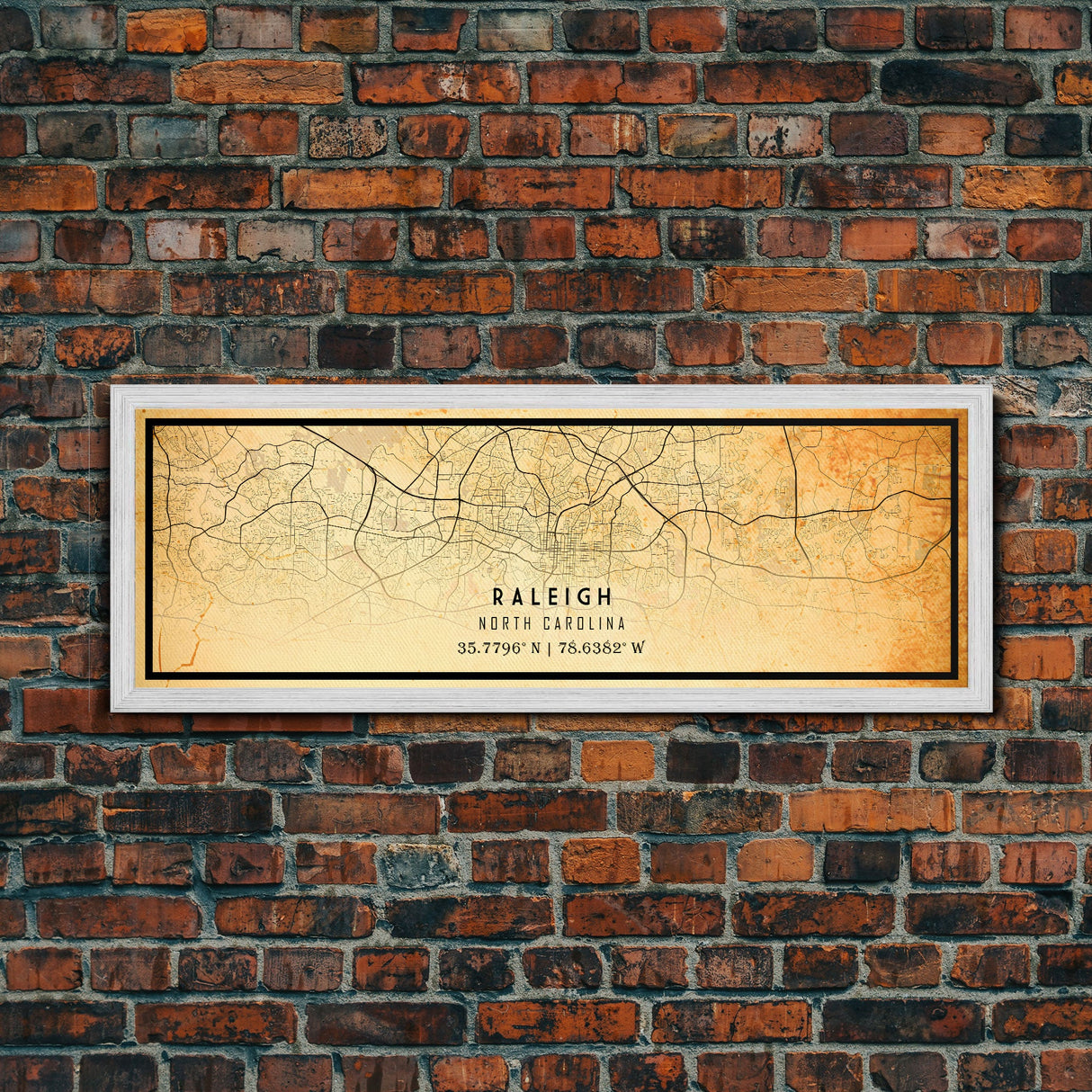 Panoramic Raleigh North Carolina map print poster or framed canvas, Raleigh map print poster canvas, city map Canvas print, Travel Art