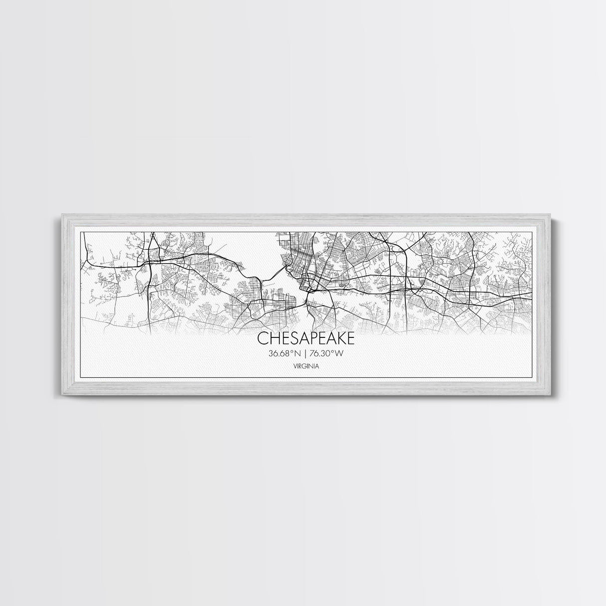 Panoramic Chesapeake City Map, Virginia Art, Map Print, Minimalist Wall Art, Canvas Art, Housewarming Gift, Street Map Art, Closing Gift