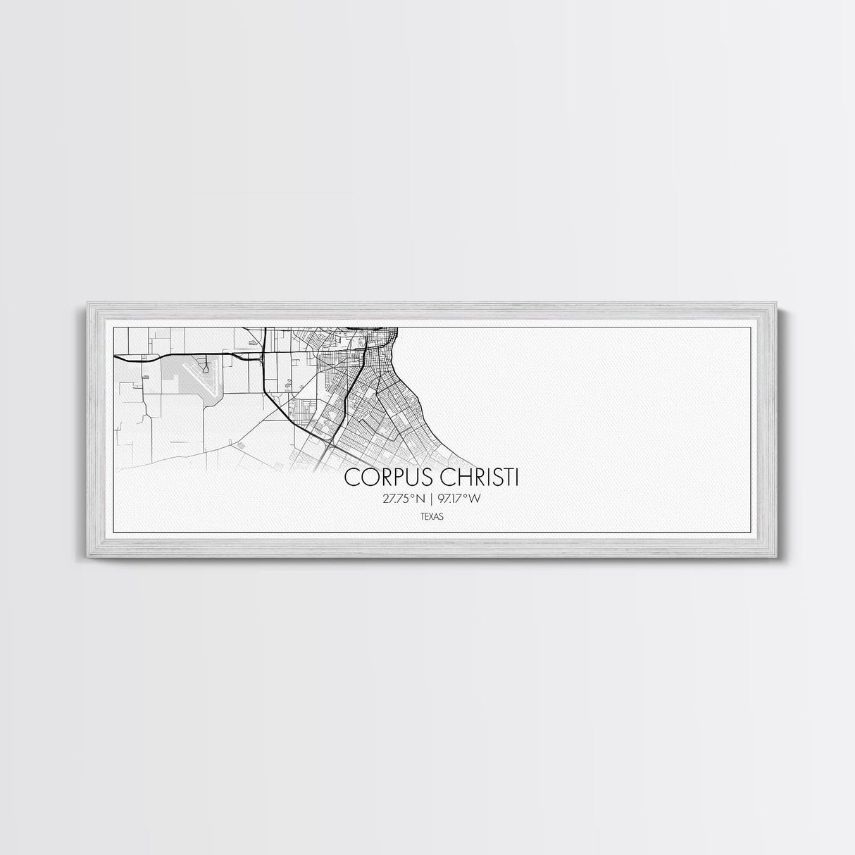 Panoramic Corpus Christi City Map, Texas Art, Map Print, Minimalist Wall Art, Canvas Art, Housewarming Gift, Street Map Art, Closing Gift