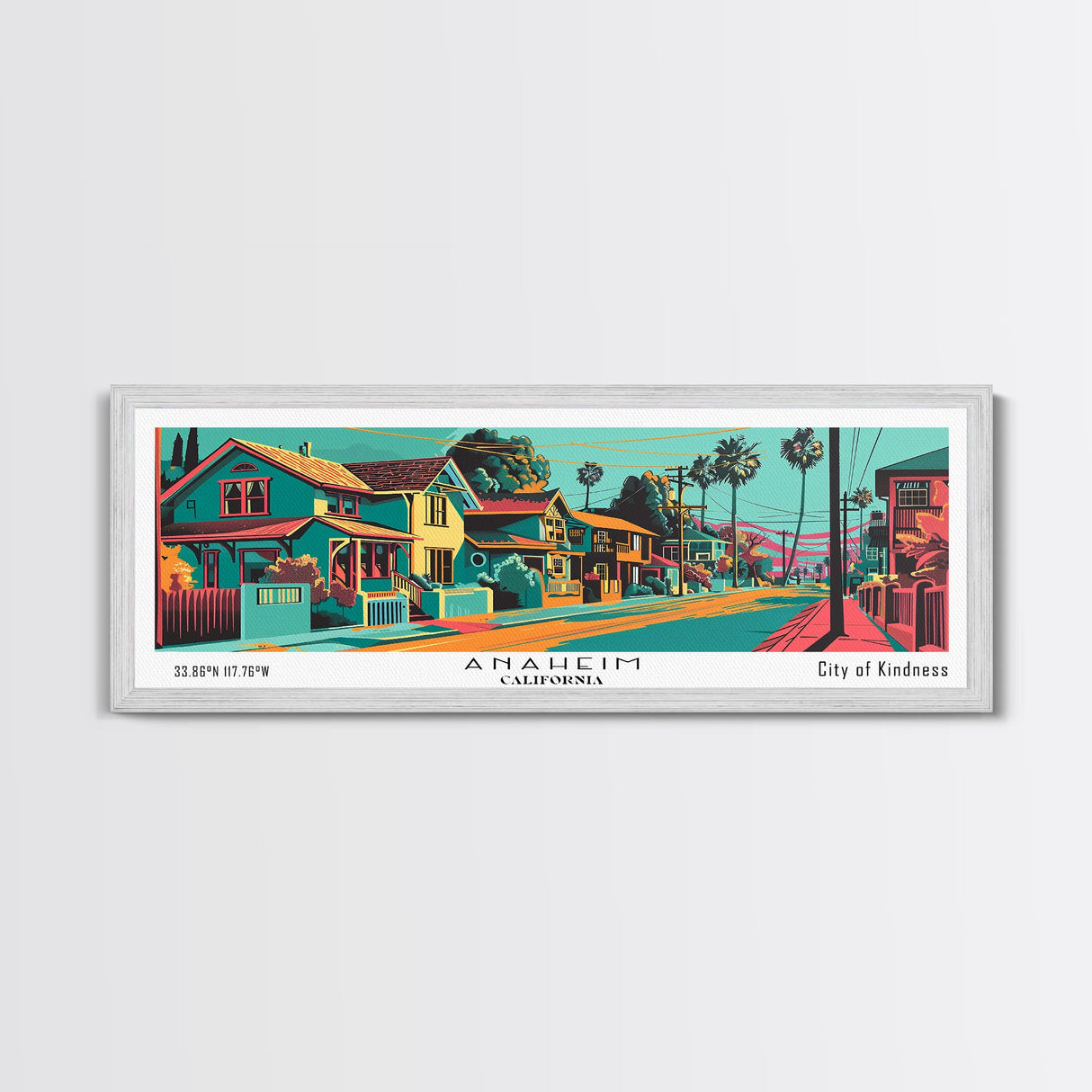 Anaheim California Panoramic Travel Poster Canvas Print