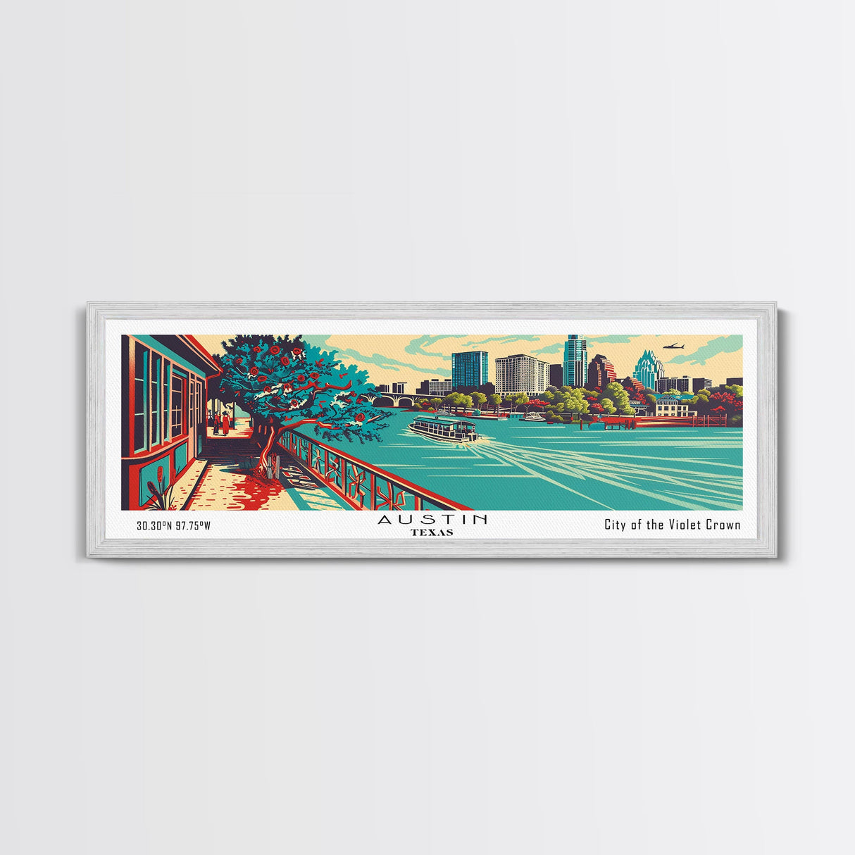 Austin Texas Panoramic Travel Poster Canvas Print