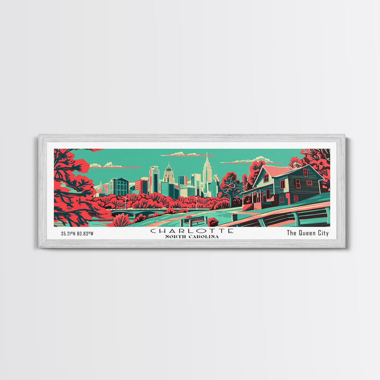 Charlotte North Carolina Panoramic Travel Poster Canvas Print