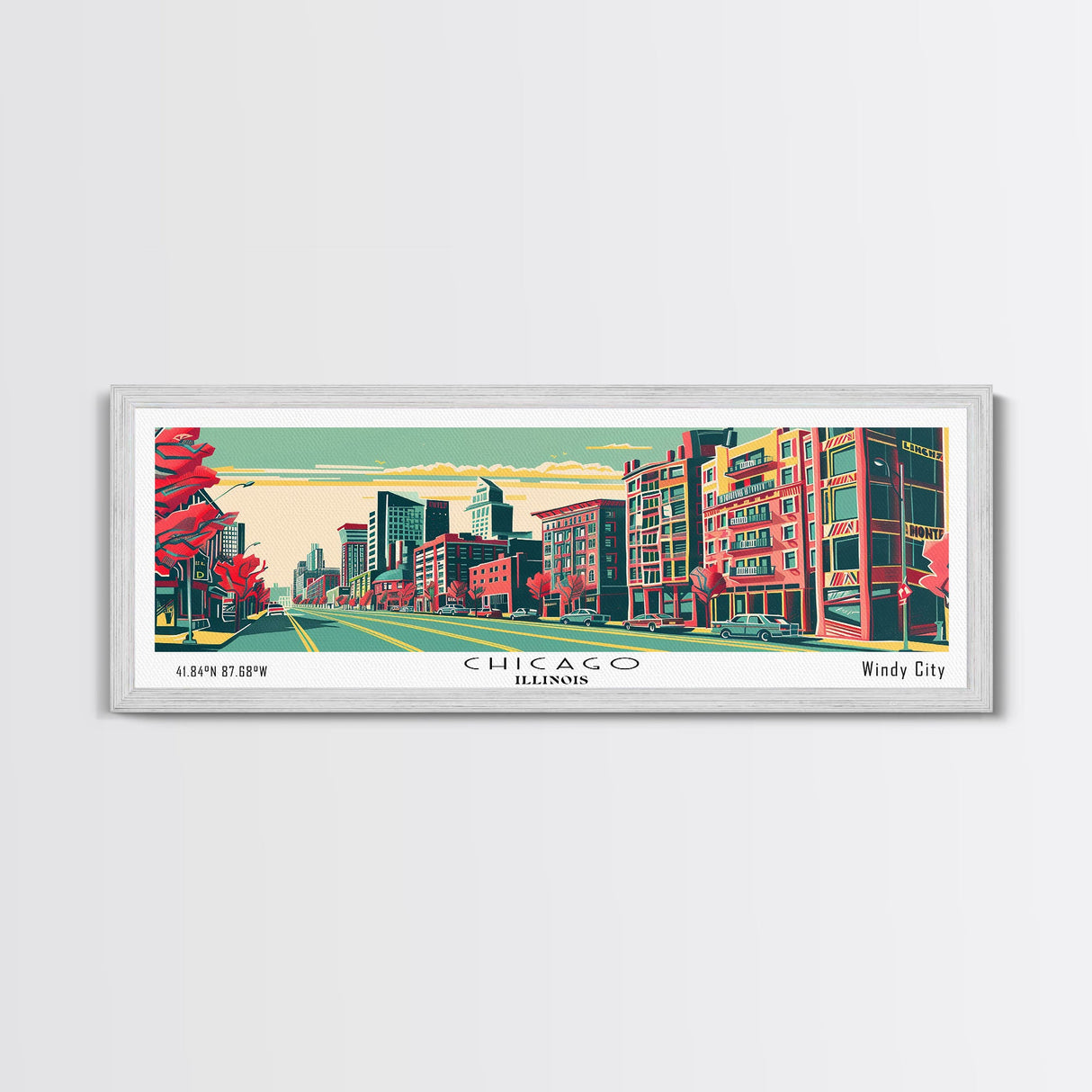 Chicago Illinois Panoramic Travel Poster Canvas Print