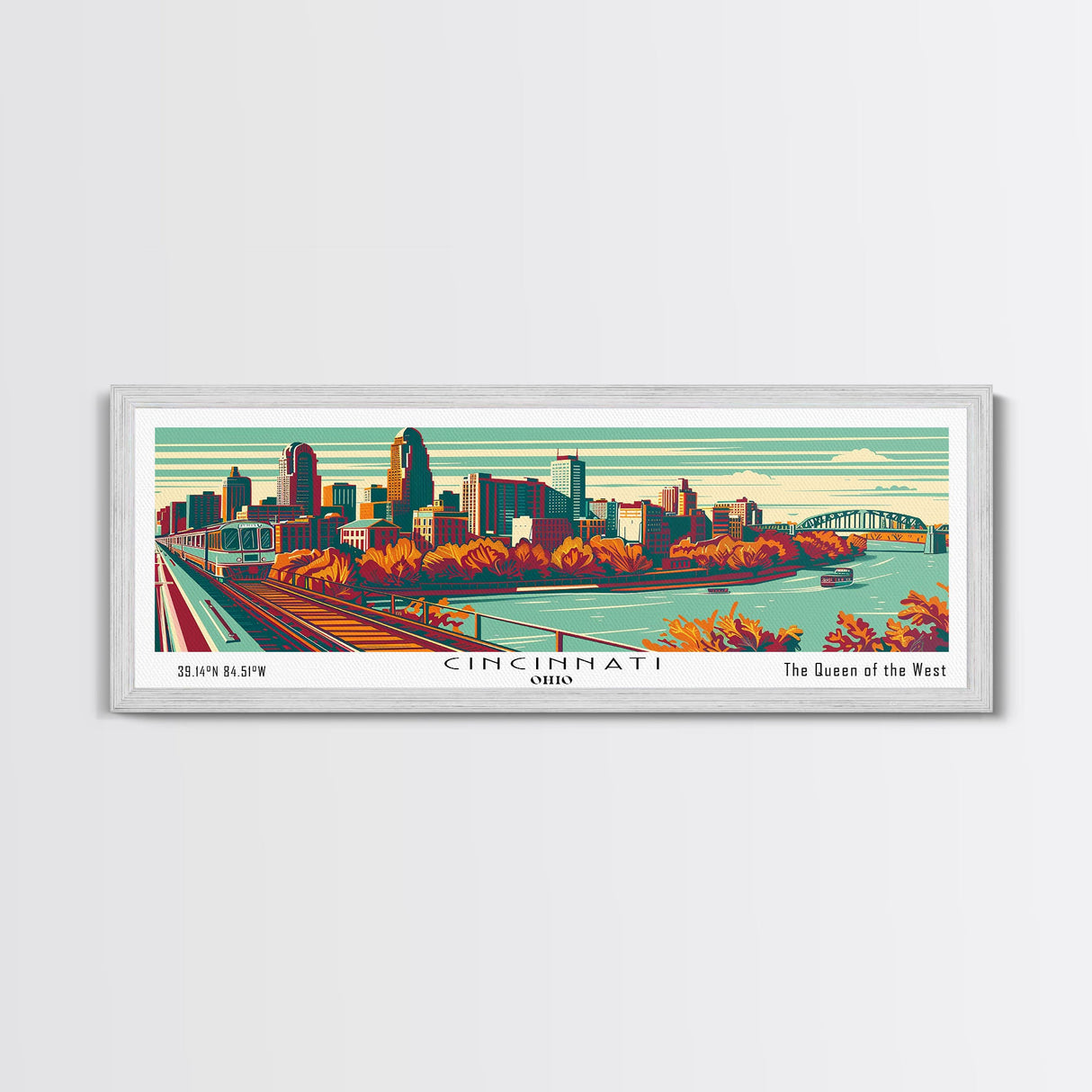 Cincinnati Ohio Panoramic Travel Poster Canvas Print