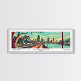 Houston Texas Panoramic Travel Poster Framed Canvas Print, Mid Century Modern Art, Pop Art Style, Wall Art, Living Room Decor, Home Decor, Retro Style Art