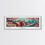 Jersey City New Jersey Panoramic Framed Canvas Print, Travel Poster, Mid Century Modern Art, Pop Art Style, Wall Decor, Office Art, Home Decor, Living Room Art