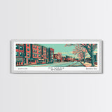 Newark New Jersey Panoramic Painting Framed Canvas Print, Travel Poster, Mid Century Modern Art, Pop Art Style, Wall Decor, Living Room Art