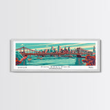 Philadelphia Pennsylvania Panoramic Travel Poster Framed Canvas Print, Mid Century Modern Art, Pop Art Style, Wall Art, Home Decor, Wall Hanging