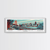 San Francisco California Panoramic Travel Poster Framed Canvas Print, Mid Century Modern Art, Pop Art Style, Wall Art, Home Decor, Retro Style Art