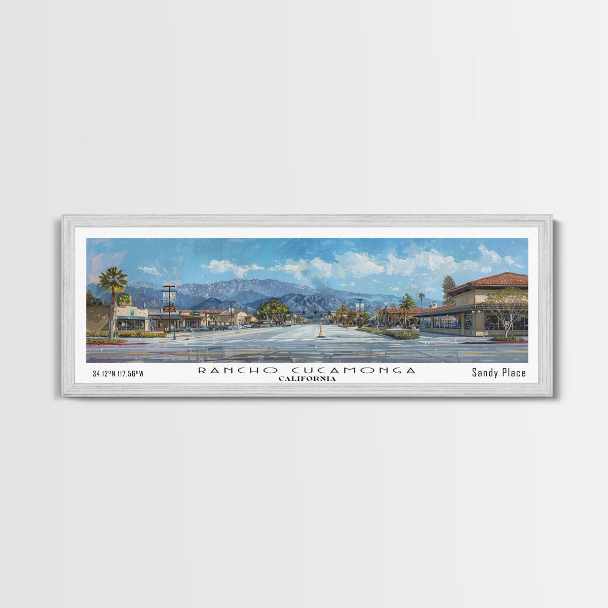 Rancho Cucamonga California Panoramic Print, Stylish Framed Canvas Print, Travel Poster Art, Home Decor, Office Wall Art