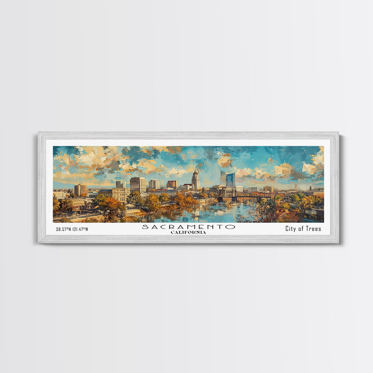 Sacramento California Panoramic Print, Creative Framed Canvas Print, City Travel Poster, Home Decoration, Wall Art, Unique Gift