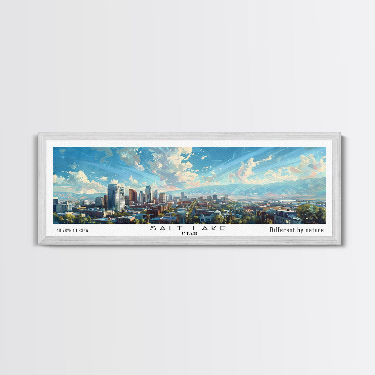 Salt Lake Utah Panoramic Print, Stylish Framed Canvas Print, City Travel Poster, Home Decoration, Office Wall Art