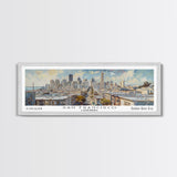 San Francisco California Panoramic Print, Beautiful Framed Canvas Print, Travel Poster Art, Home Decor, Living Room Wall Art