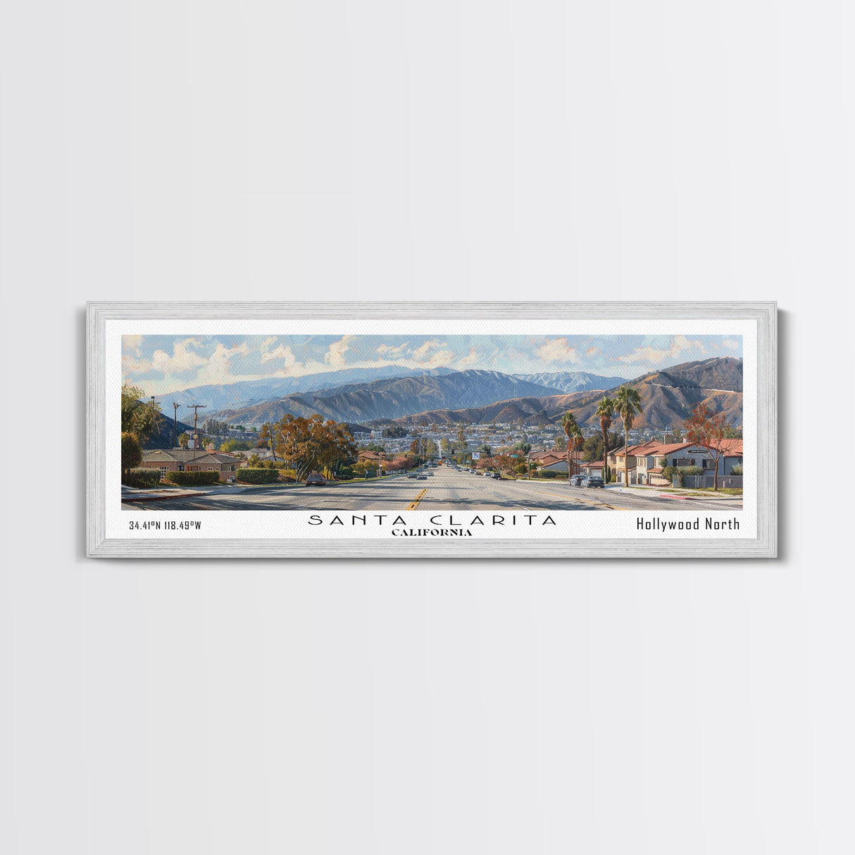 Santa Clarita California Travel Poster, Framed Canvas Print, Wall Art, Home Decor, Travel Print, Living Room Art, Artistic Gift