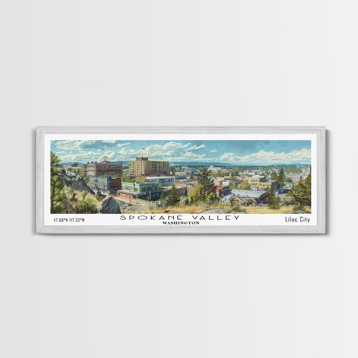 Spokane Valley Washington Travel Poster, Framed Canvas Print, Wall Art, Home Decor, Travel Gift, Living Room Art, Retro Style Art