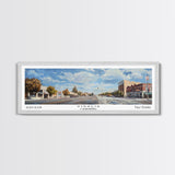 Visalia California Panoramic Framed Canvas Print, Retro Travel Poster, Artistic Wall Art, Unique Living Room Decor, Office Gift Idea, Original Artwork