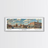 Woodbridge New Jersey Panoramic Painting, Framed Canvas Print, Retro Style Travel Poster, Artistic Wall Art, Unique Home Decor, Office Gift Idea