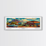 Glendale Arizona Panoramic Painting Framed Canvas Print, Mid Century Modern Art, Pop Art Style, Travel Poster, Wall Art Decor